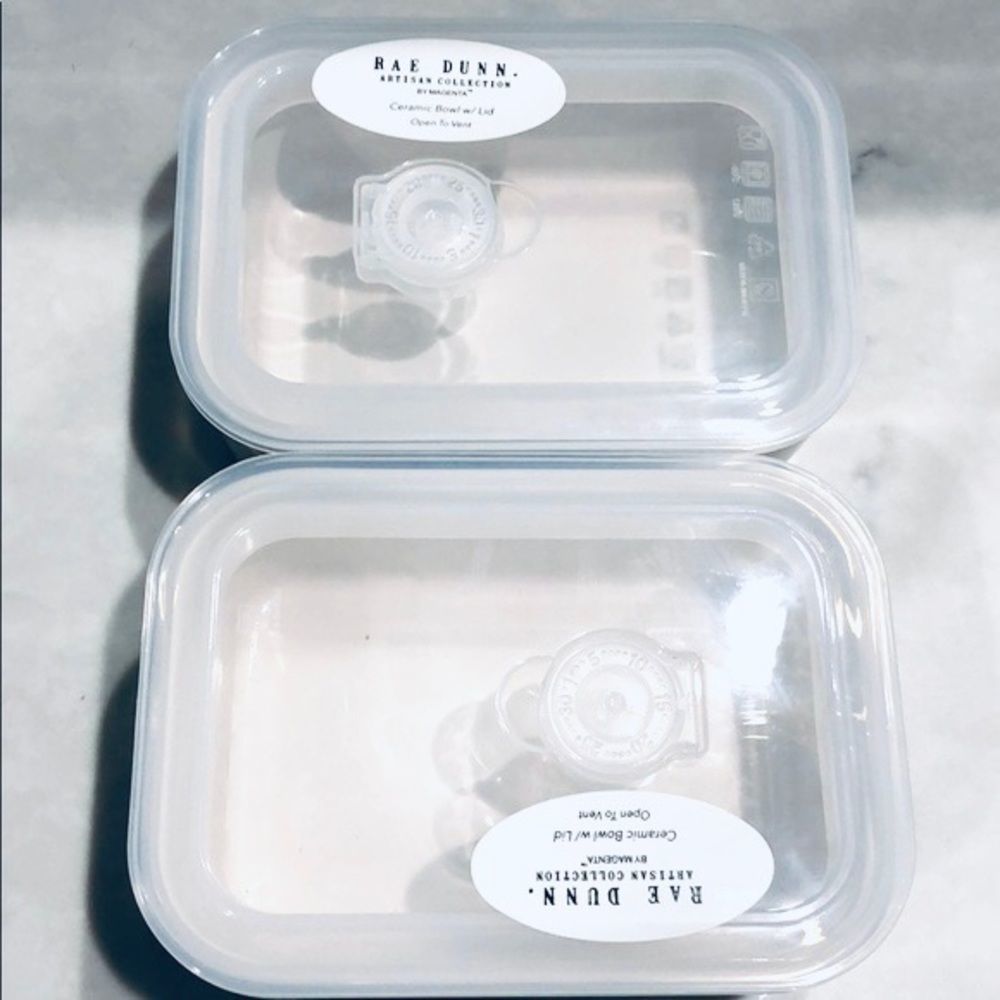 NWT Rae Dunn 2 pieces Lunch & Delish Ceramic Containers Set with Vented Lid New - Picture 8 of 15